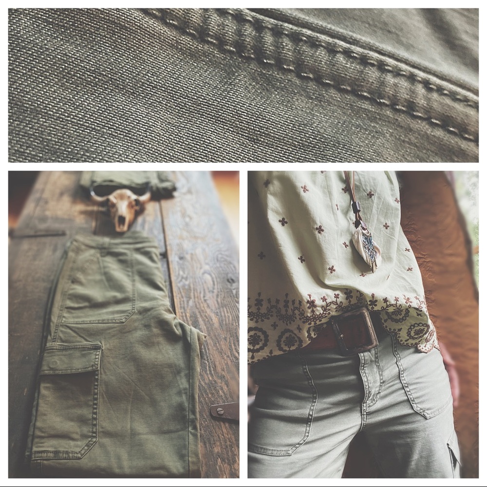 Caro Pants Army Green Raw Hem - Picture 3 of 16